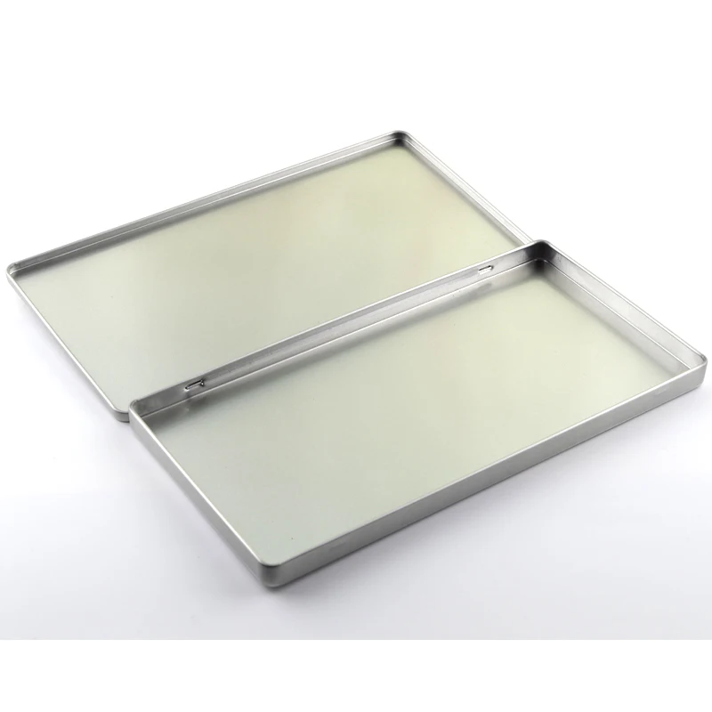 Caja de almacenamiento Rectangular de Metal plateado, organizador de hojalata en blanco para bricolaje, caja organizadora, ataúd para el hogar,