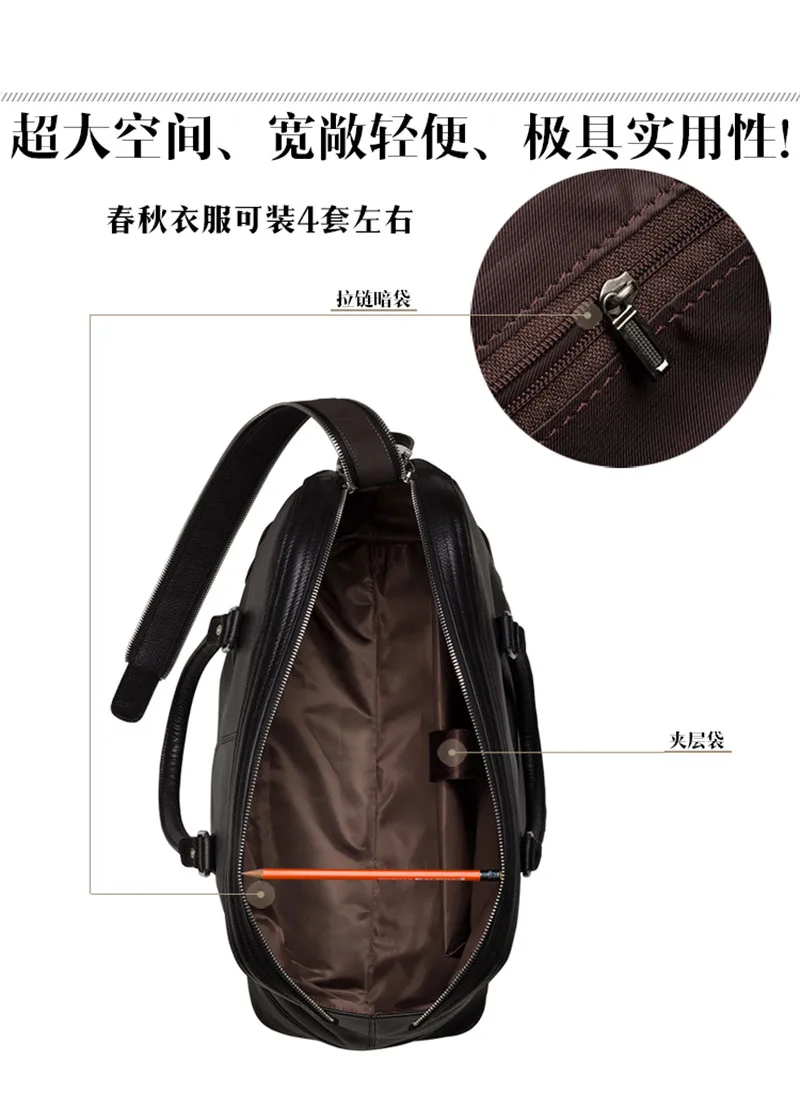Bolsa de viagem de couro genuíno masculina, bolsa duffle preta para bagagem, duração da noite e fim de semana, 2021