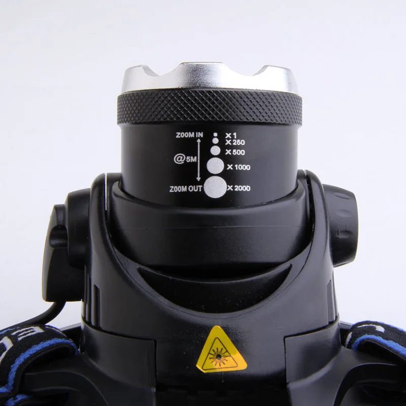 Waterproof T6 LED Headlight Head Lamp Zoom Headlamp + 4 x 2500mAh 1.2V AA Ni-MH Rechargeable Battery