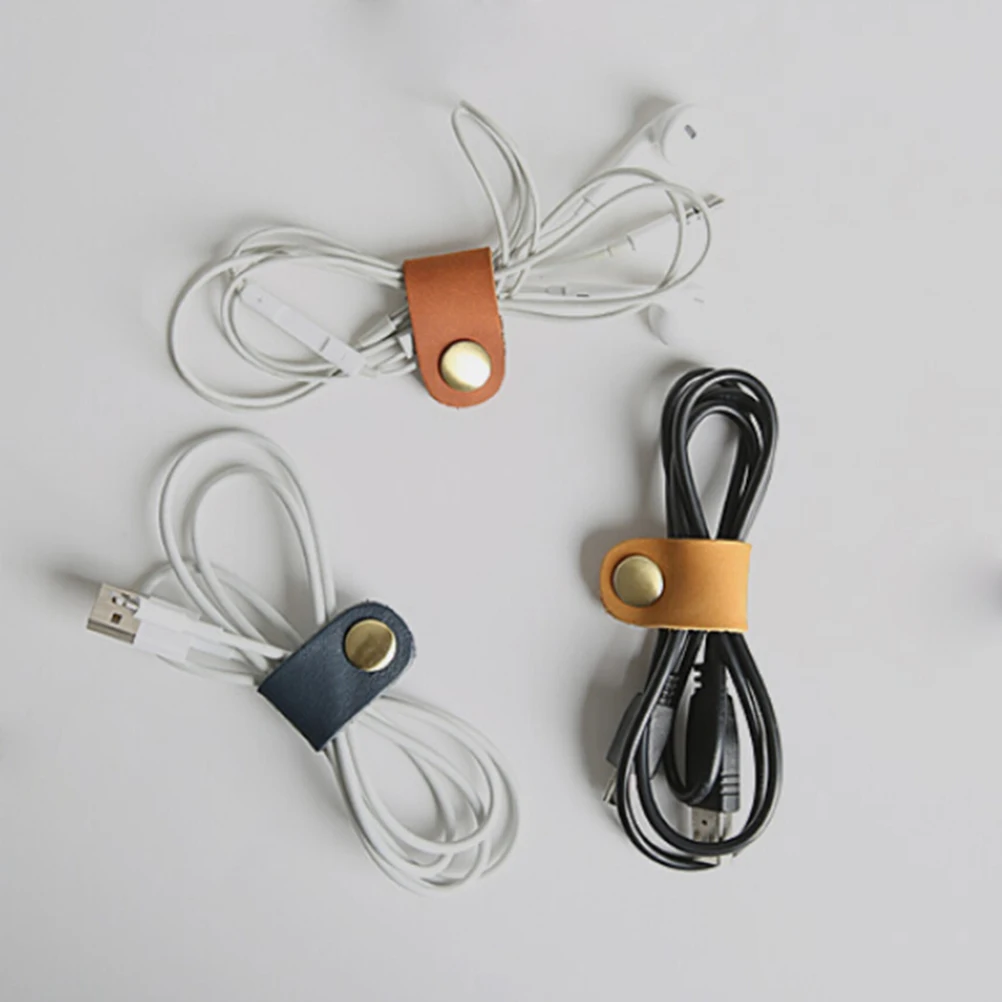 1PCS Leather Winder Headphone Case Korean Desk Manager Headset Earphone Wire Portable USB Cable Cord DESK ORGANIZER