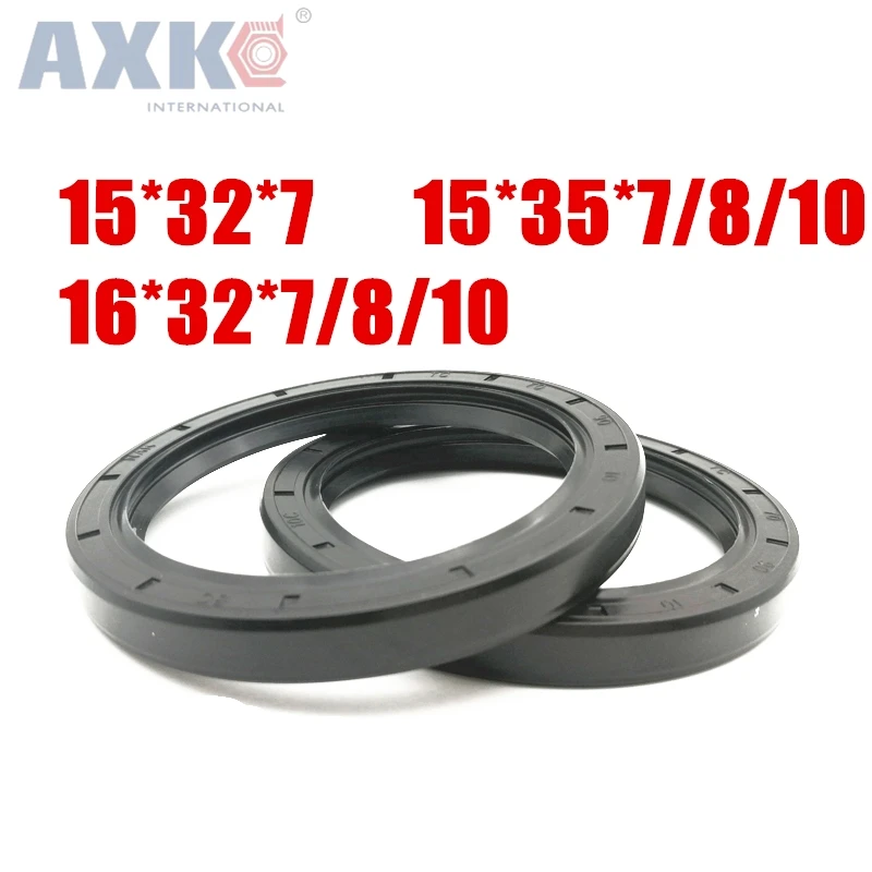 

AXK 10PCS Nitrile Rubber Skeleton Oil Seal 15x32x7 15x35x7/8/10 16x32*7/8/10mm TC Tape Radial Shaft Seals AXKGaskets Oil Seals