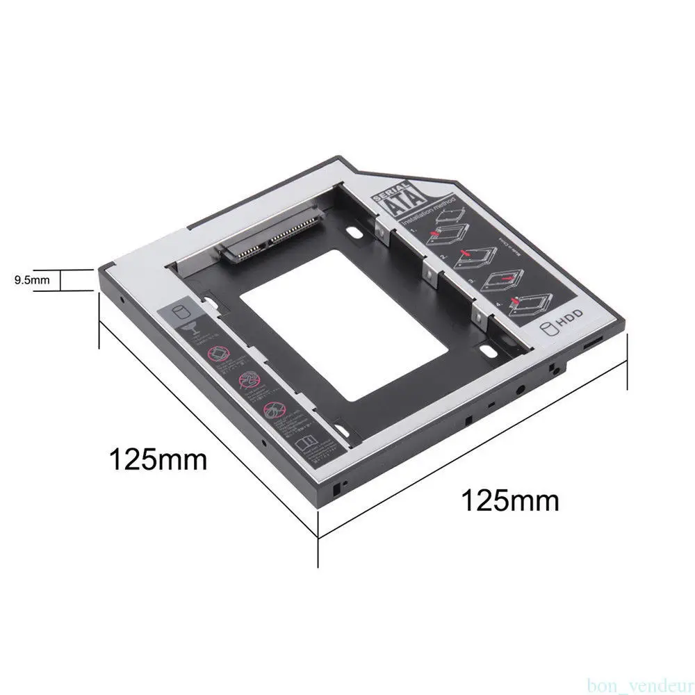 9.5mm SATA HDD SSD Hard Drive Disk Caddy/Bracket for HP ProBook 650 G1 455 G3 ZBook 15