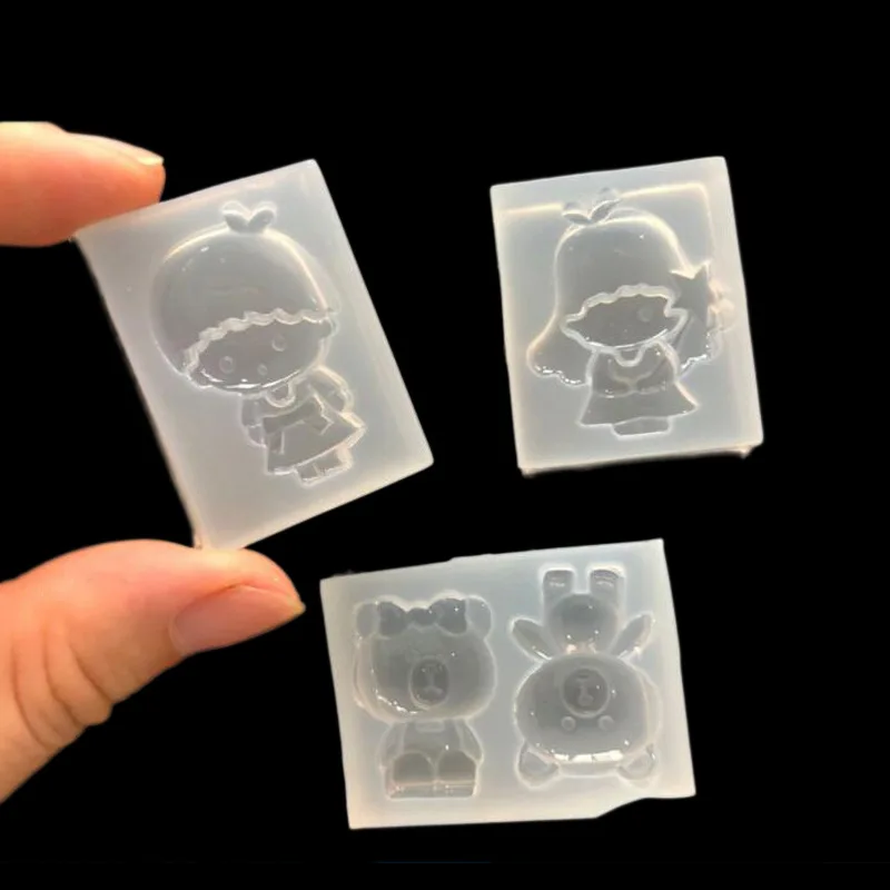 Mirror Mini Gemini Cartoon Bear Crystal Silica Gel Mould Handmade Jewelry Accessories