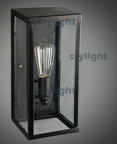 Filament NARROW wall sconce loft wall light American country wall lamp metal stair belcony bar hotel lobby vintage glass box