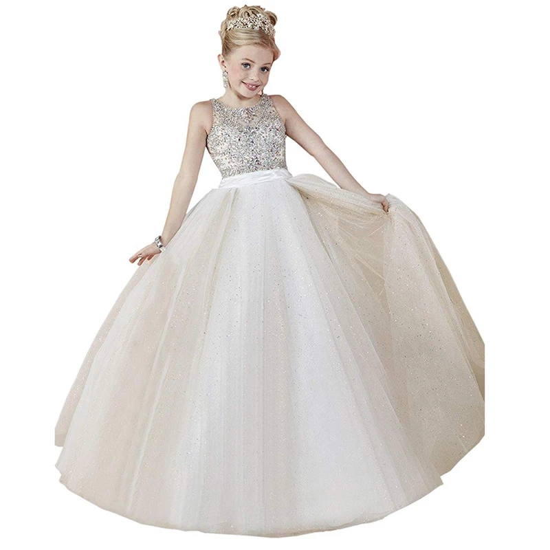 

little girls prom dresses beaded corset kids ball gowns for children long girls party dress