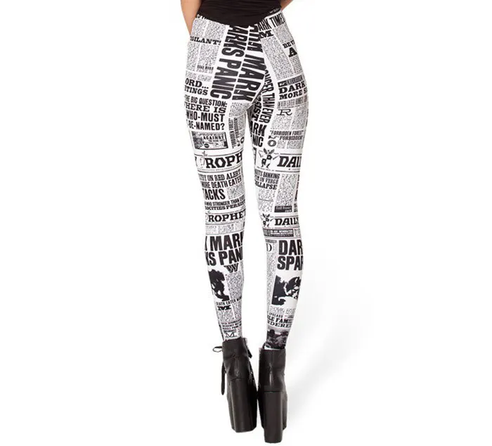 2016 biały wiadomości papieru list kobiety Legging kobieta legginsy Jeggings legginsy Sexy legginsy drukowane legginsy