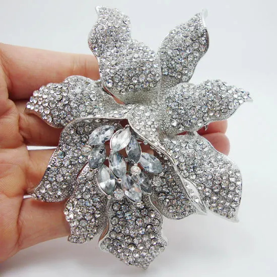 TTjewelry  Fashionable Jewelry  Romantic Clear Rhinestones Crystal  Orchid Flower Brooch Pin Wedding Bridal Jewelry