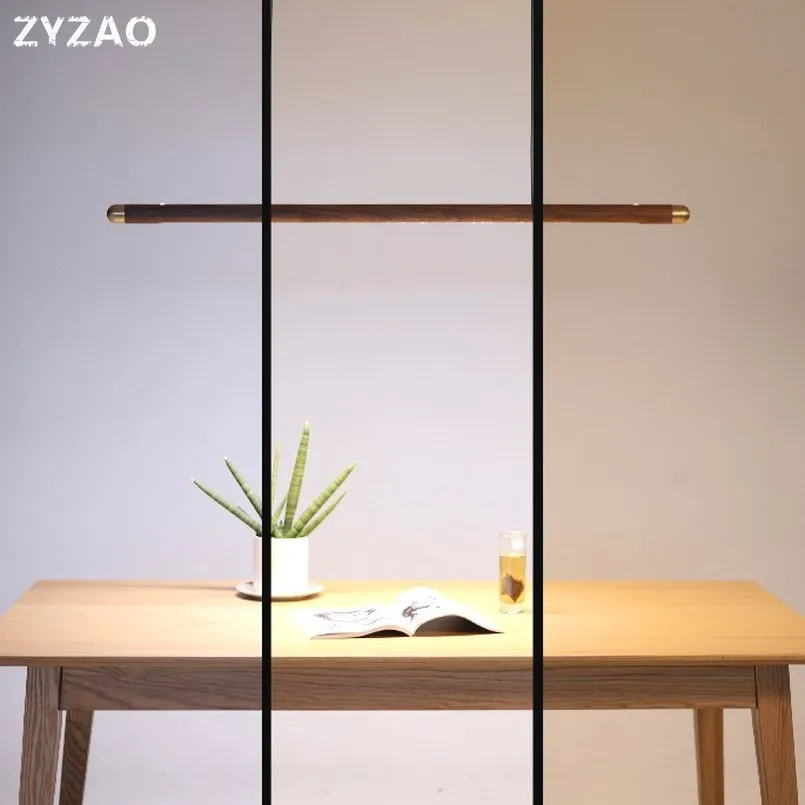 Designerska restauracja w stylu nordyckim Bar drewniane lampy wiszące czarny orzech minimalistyczny długi pasek Led Hanglamp Home Decor jadalnia