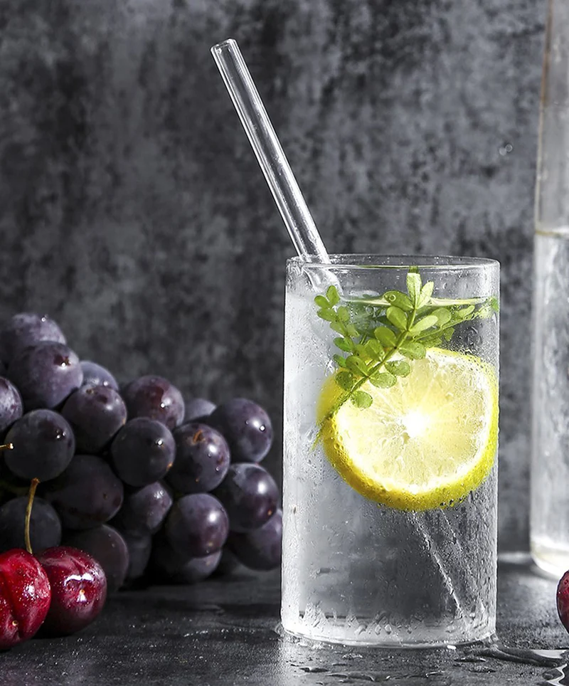 100PCS  Handmade Glass Straws Clear Straight 20cm x 8 mm  - Premium Glass - Healthy, Reusable