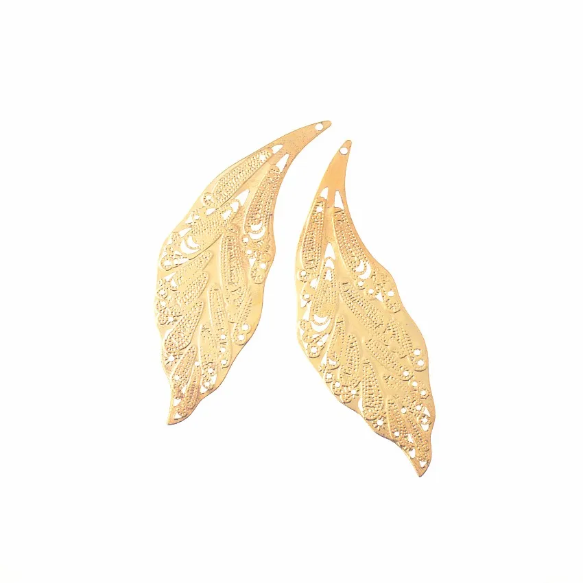 

Free shipping 30Pcs Gold Tone Leaf Filigree Wraps Connectors Metal Crafts Gift Decoration DIY 2.5x7.5cm