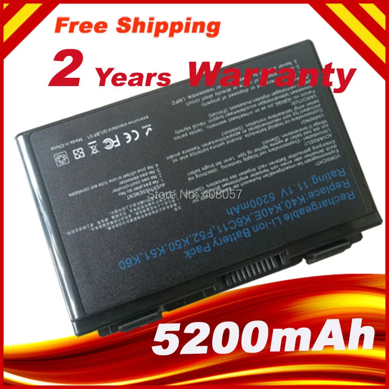 5200mAh laptop battery for Asus X51H X51L X51R X51RL X58 X58C X58L X58Le A31-T12 A32-T12 A32-X51 Free Shipping