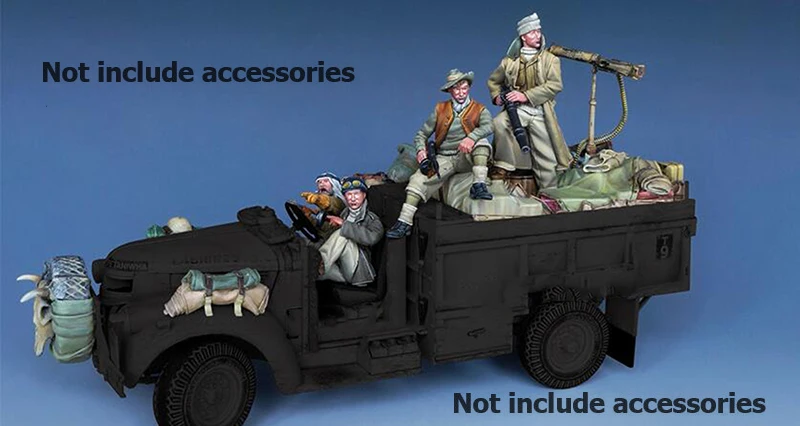 Unassambled 1/35 Long Range Patrol 4 soldiers WITHOUT CAR and accessories Historical Resin kit miniature model Unpainted