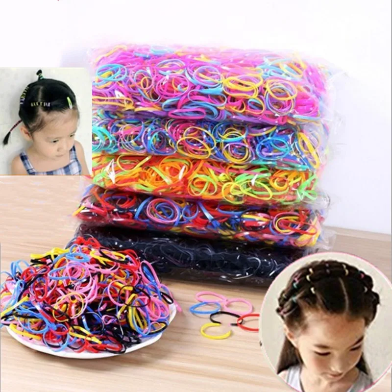 1000Pcs Disposable Rubber Bands Hair band Rope TPU Elastic Stationery Holder Band School Office Wedding Braids Hair Supplies