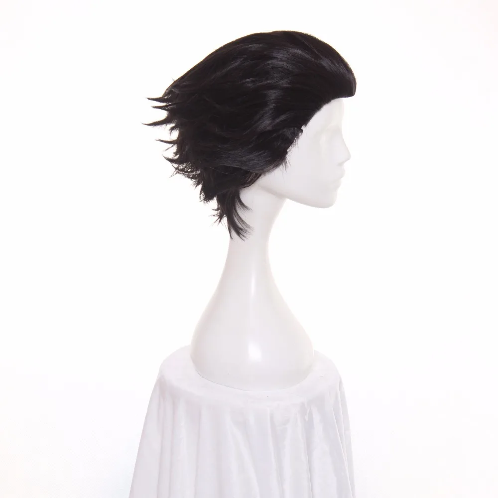 ccutoo 12inch Phoenix Wright Black Short Without Bangs Synthetic Hair Cosplay Wig Heat Resistance Fiber Men\'s Costume Party Wigs