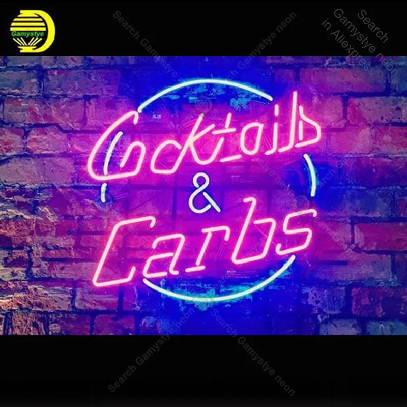 

Cocktail Carbs NEON SIGN REAL GLASS Custom BEER BAR PUB LIGHT SIGN Wall STORE DISPLAY ADVERTISING LIGHTS Art Decor lamp for sale