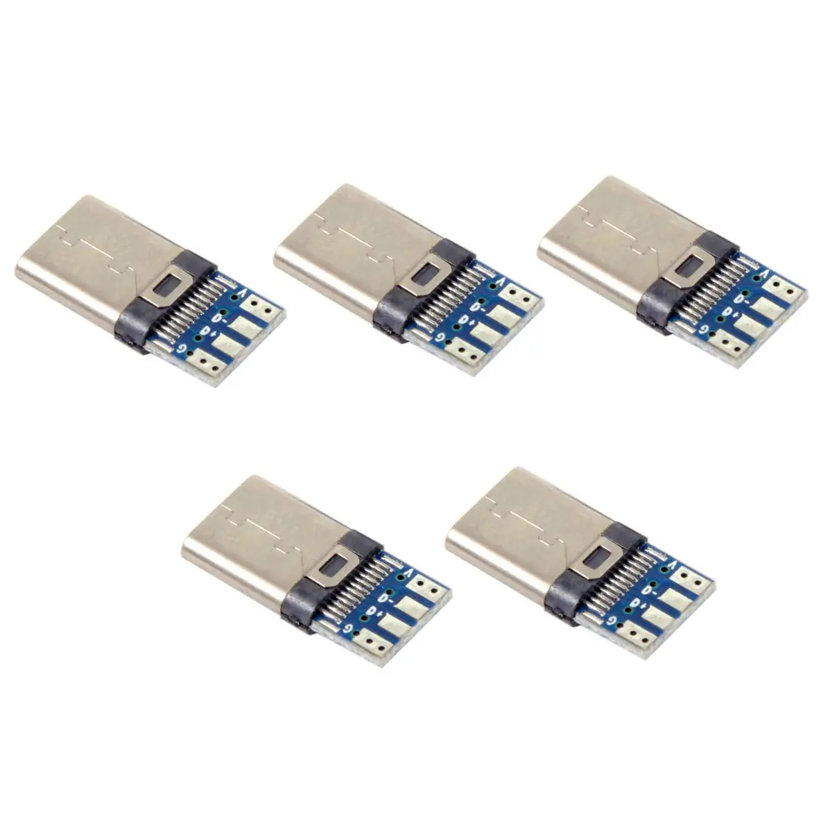 CY 5pcs/lot DIY 24pin USB Type C USB-C Male OTG Host Type 5.1k Resistor with Black Housing Cover