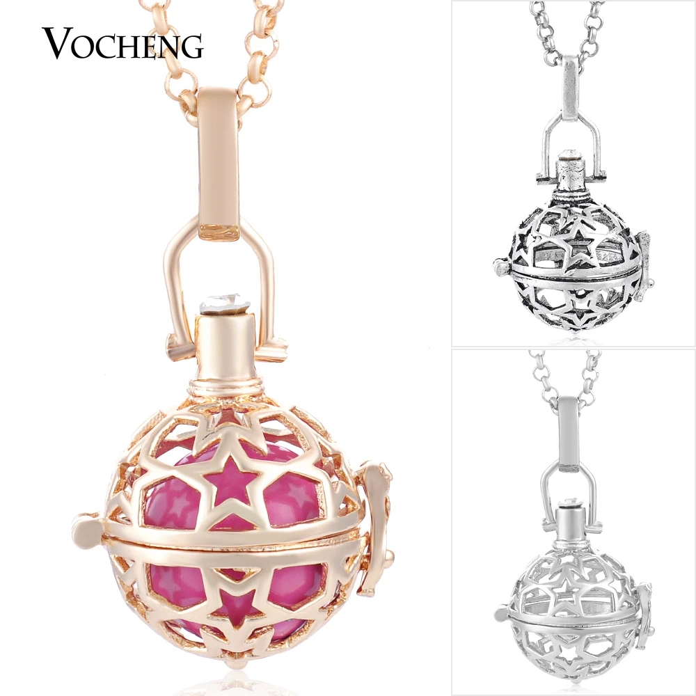 

10pcs/lot Wholesale Vocheng Angel Bola 3 Colors Pentagram Interchangeable Locket Necklace with Stainless Steel Chain VA-199*10