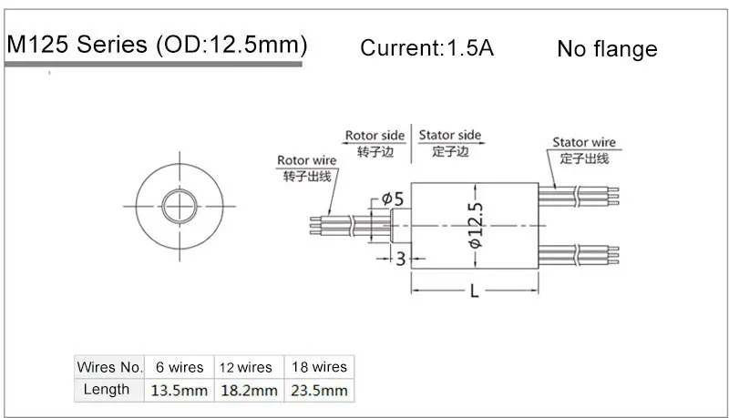 Senring mini capsule slip ring SNM012 6 wires slip rings 2A signal without flange