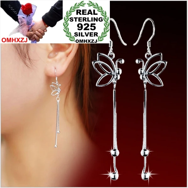 OMH wholesale Fashion jewelry butterfly long tassel Bohemia 925 sterling silver Stud earrings YS81