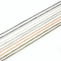 3X2mm 5m/lot Rhodium/Silver/Gold/Gunmetal/Antique Bronze Plated Necklace Chains for DIY Bracelet Jewelry Findings Making