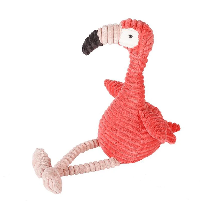 Striped Flamingo Doll Plush Toy Pillow Corduroy Plush Flamingo Toy Plush Animal Soft Cute Flamingo Doll Child Toy Creative Gift