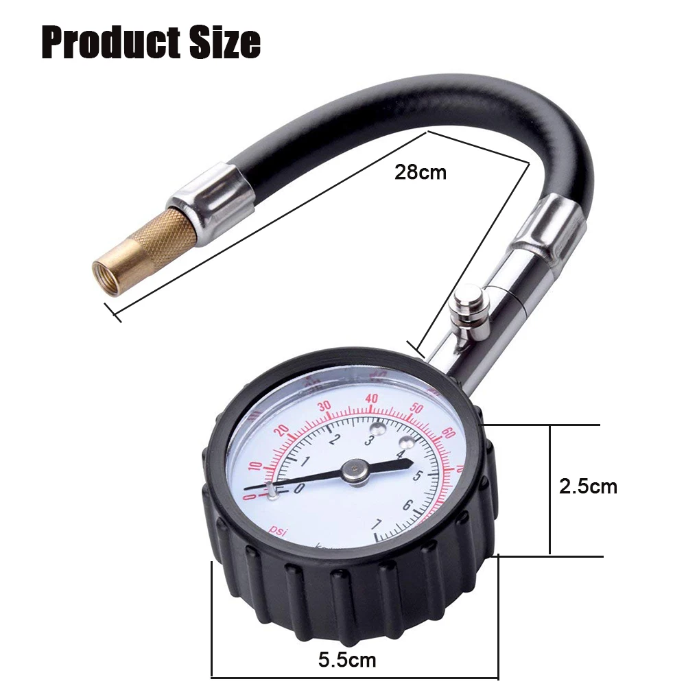 New Auto Car Bike Motor Tyre Air Pressure Gauge Long Tube 0-100 PSI Meter Vehicle Tester Monitoring System