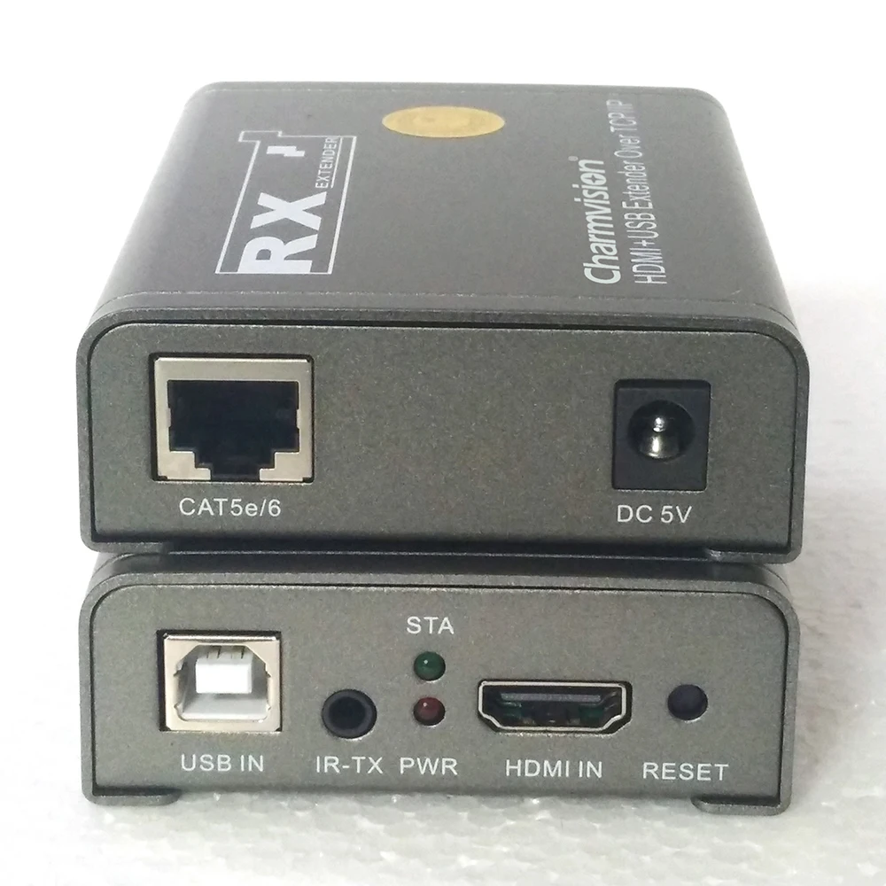 Charmvision IPKVM-120HU 120m 393ft USB HDMI KVM Extender with 3.5mm IR Remote Control HD 1080P over TCP IP STP UTPcat CAT6 Cable