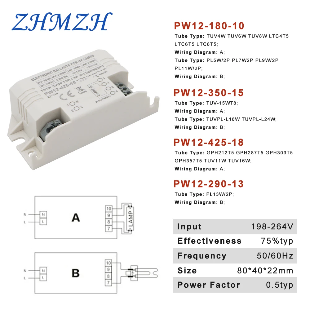 220V 4-18W Universal Electronic Ballasts For G23 UV Lamp G10q Ultraviolet Germicidal Disinfection Lamp G5 UVC Sterilizing Lights