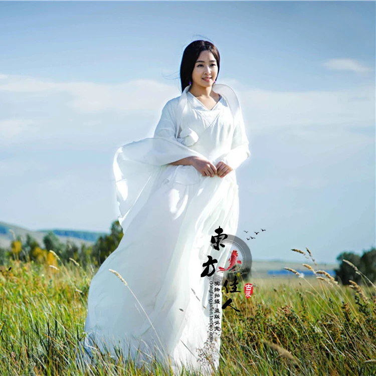 TV Play Princess Lan Ling Same Design White Chiffon Aesthetic Hanfu Costume Fairy Costume for Women Photography Clothes