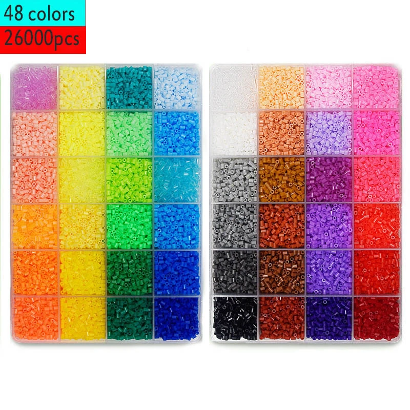 Rompecabezas Perler de 48 colores para niños, paquete adicional de 2,6mm, juguetes de rompecabezas, cuentas hama, manualidades, aprendizaje y