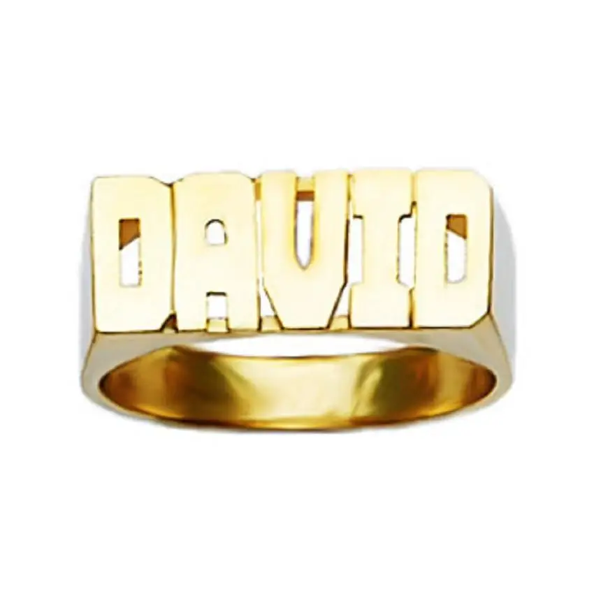 

3UMeter Name Ring Script Custom Ring 18kt &14kt Gold Personalized Ring Jewelry Old English Font for Women for Gift