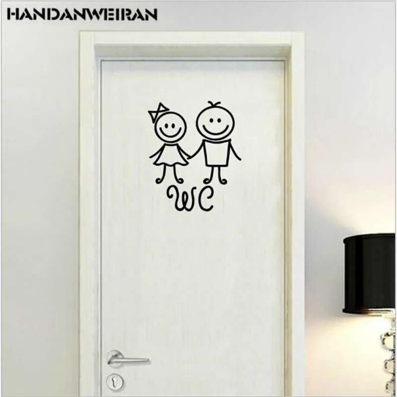 

1PCS Cute Cartoon Boy Girl WC Logo Wall Sticker Home Decoration Waterproof Removable PVC House Decor For Bathroom