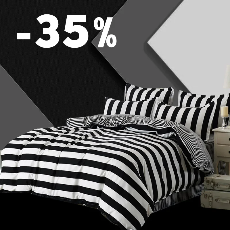 3 Pcs Duvet Cover set Super King Queen Size Customized Bedding sets Printing Not Ball Not Fade Bed Set Black And White