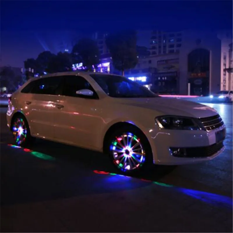 

4PCS/lot High Quality Solar Energy Auto Colorful Flashing Discoloration LED Car Wheel Tire Hub Light Waterproof Lamp Accessories