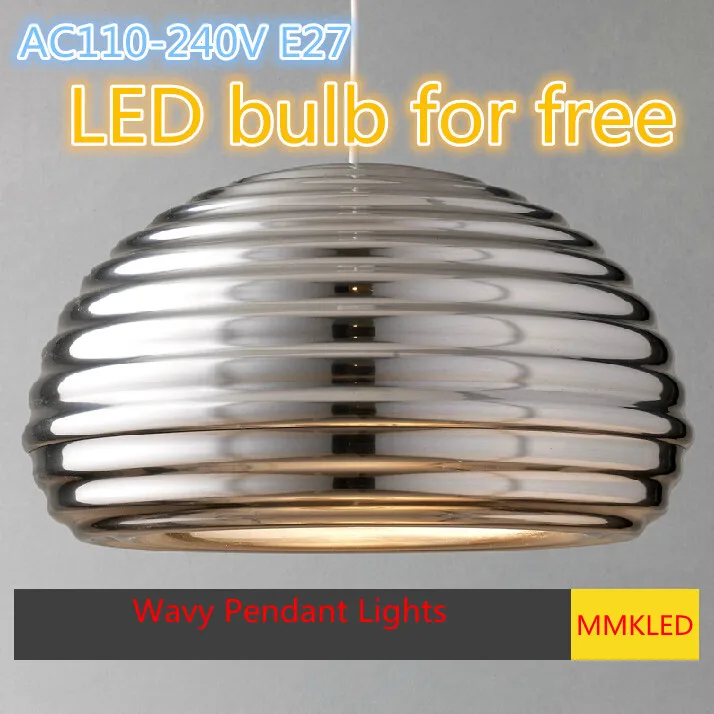 

New design aluminum pendant light hanging lamp E27 AC110-240V diameter 36cm Wavy pendant lamp for home restaurant bulb free