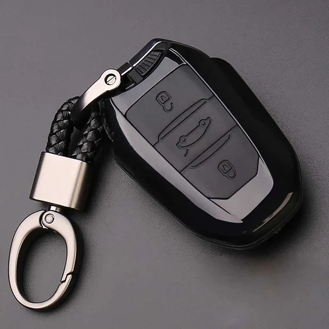 Carbon fiber car remote key cover case holder protect for Peugeot 301 308 308S 408 2008 3008 4008 5008 Car Accessories key case