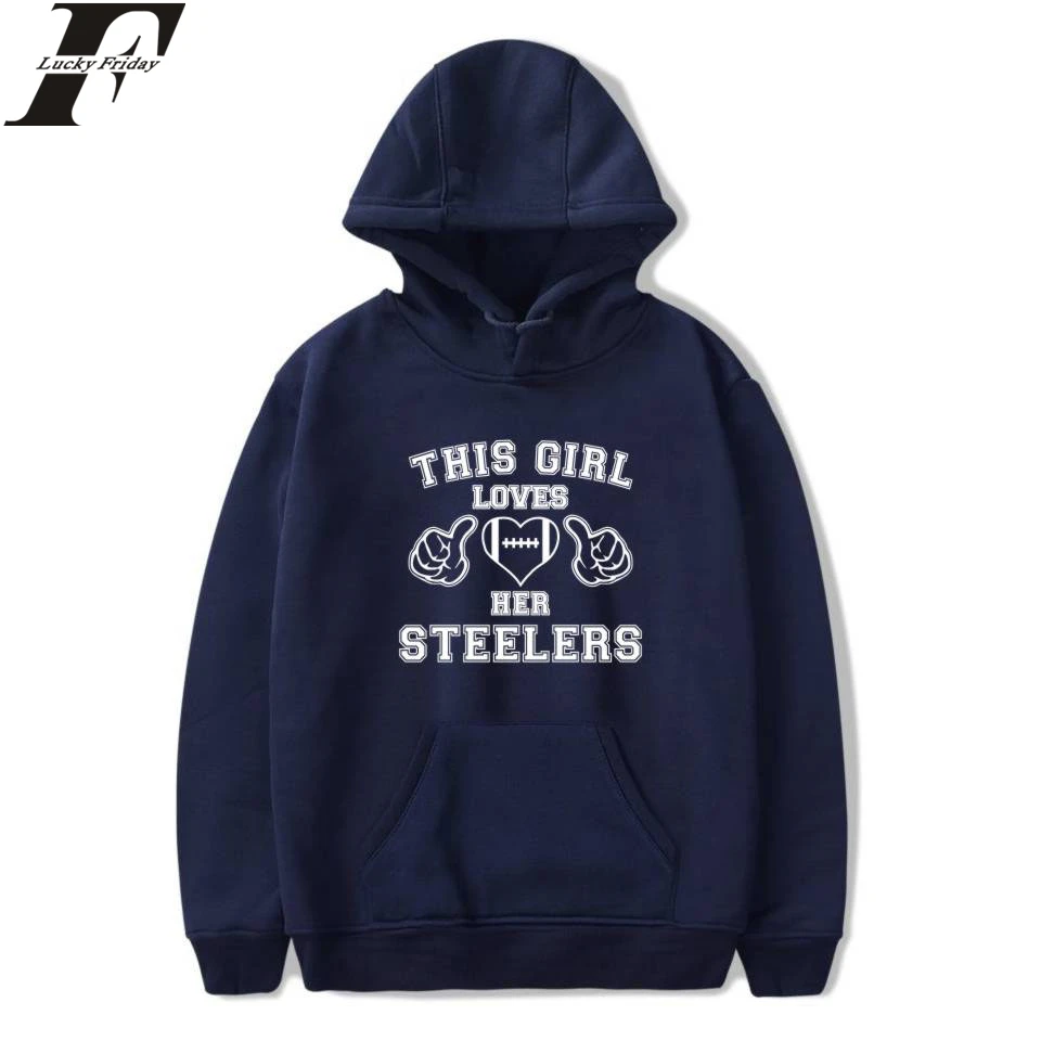 LUCKYFRIDAYF questa ragazza ama i suoi Steelers felpe con cappuccio felpe stampate uomo donna felpe con cappuccio a maniche lunghe felpa pullover top