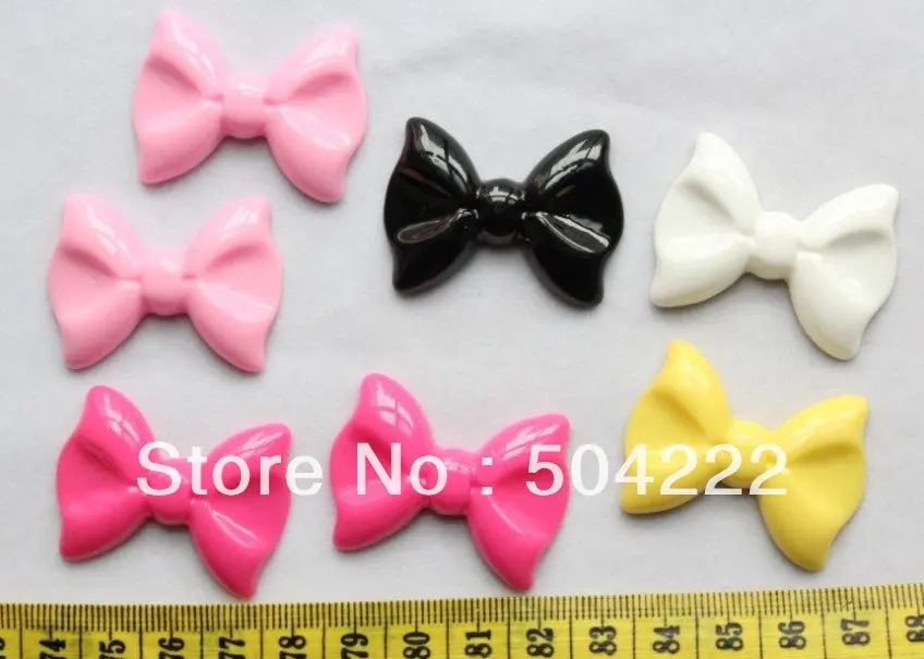 

120pcs large Bowknot Resin Cabochon 38mm Mixed Colors wholesale free shipping big bow resin cabs 37mm D25