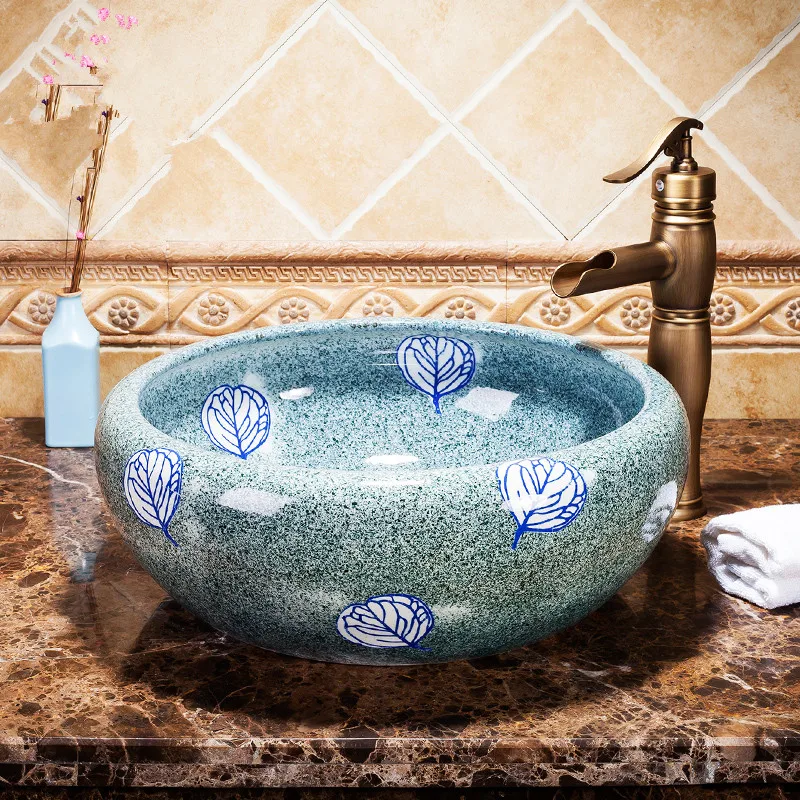 

Handmade China Lavabo Washbasin bathroom sink bowl countertop Flower Shape Ceramic wash basin bathroom sink