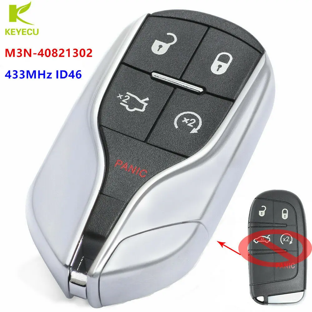 

KEYECU Replacement Upgraded Remote Key 5 Button 433MHz ID46 for Chrysler Jeep Dodge M3N-40821302