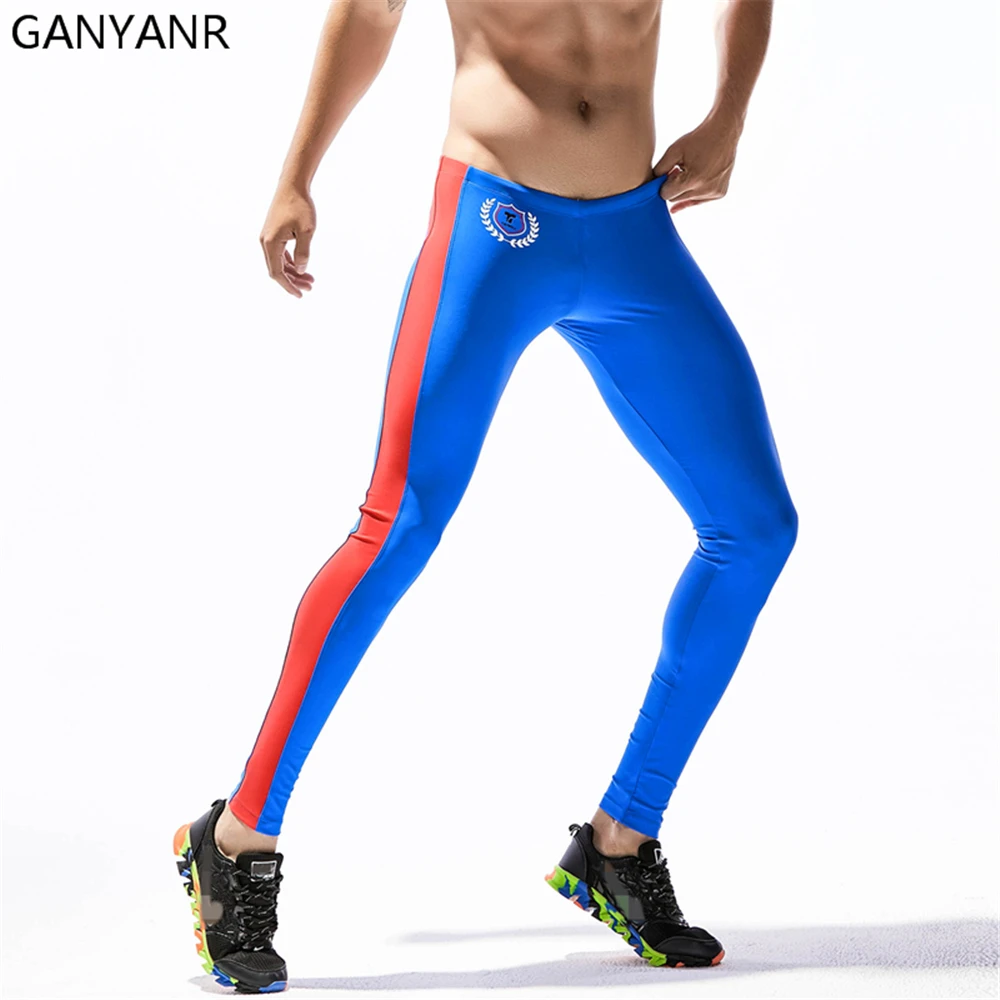 GANYANR Brand Running Tights Men Sports Leggings Basketball Yoga Pants Compression Fitness quick Dry Slim Nylon Sportswear Gym