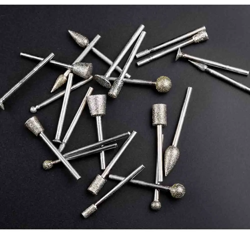 5Pcs Super-Thin Diamond Grinding Needle Bit Mounted Point Carving Tools Shank 3 mm Gemstone Jewelry