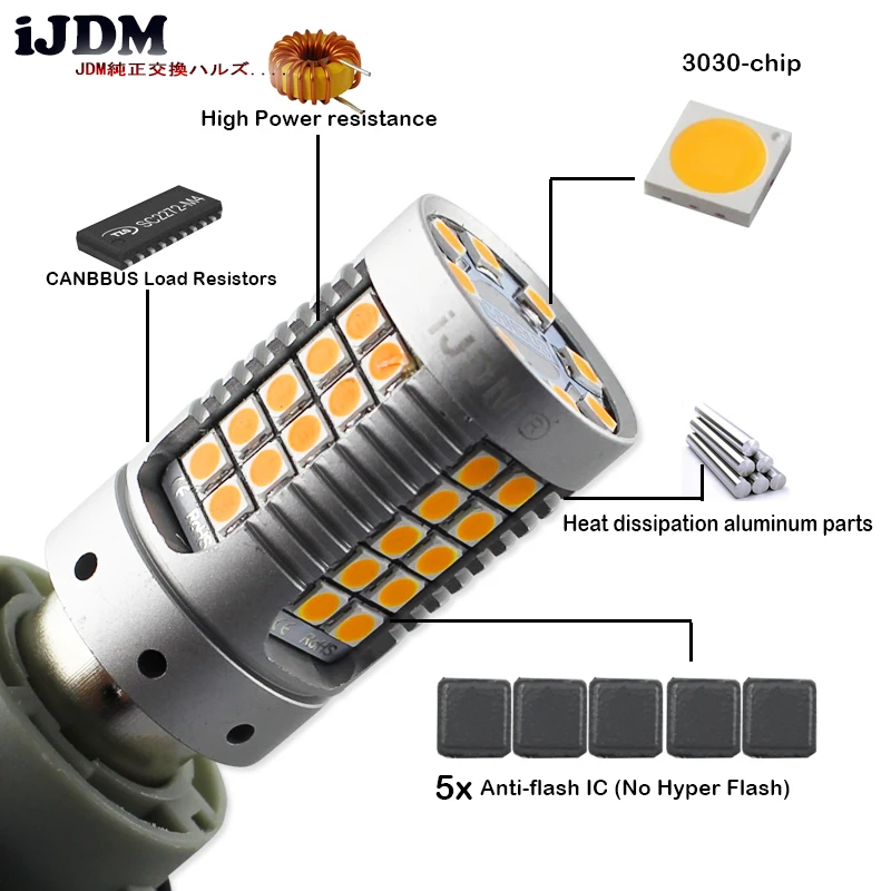 No Hyper Flash 7440 LED canbus Errror Free T20 1156 PY21W BAU15S LED Bulbs For Car Turn Signal Lights Brake Lights Reverse Lamp