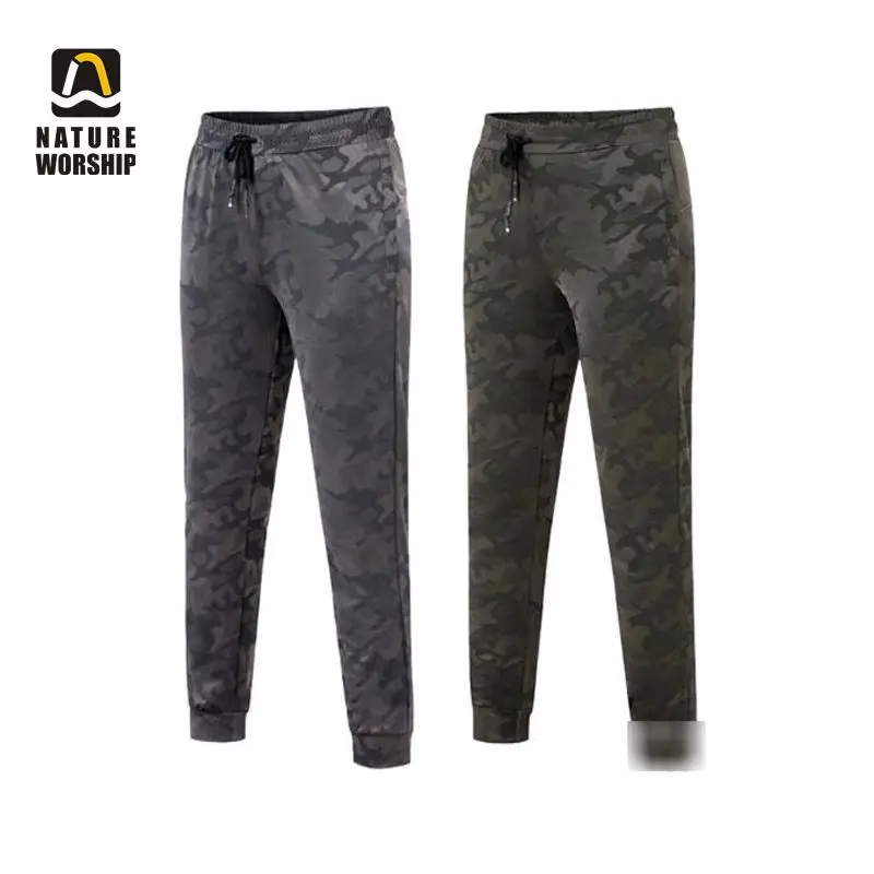 Outdoor Summer Spring Men Hiking Elastic Camouflage Camo Pants Thin Elastic Waist Breathable Slim Fishing Sports Trousers