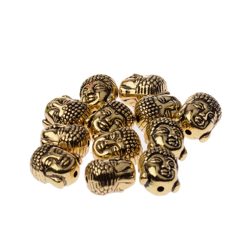 10pcs/lot Animal Shape Metal Charms Buddha Beads DIY Bracelet Antique Gold&Silver Color Lion Head Beads For Jewelry Making