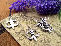 15pcs Iris Charms, Antique Tibetan silver Flower De Luce  Charm pendants 24x17mm