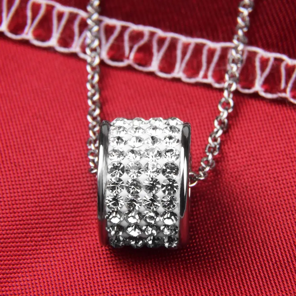 Chanfar สร้อยคอจี้ทรงกลมคริสตัลปูทาง kalung Baja Tahan karat ยาวสำหรับผู้หญิงผู้ชายงานเลี้ยงงานแต่งงานของขวัญคริสต์มาส