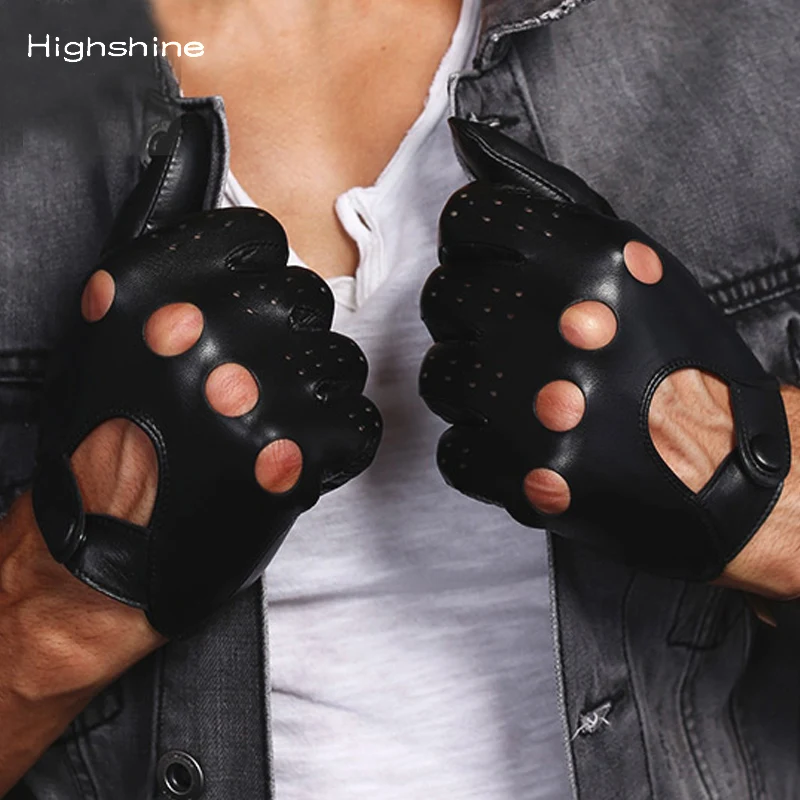 Guanti da guida genuini di lusso HIGHSHINE per uomo guanti in pelle corta sfoderati con Touch Screen morbido e sottile