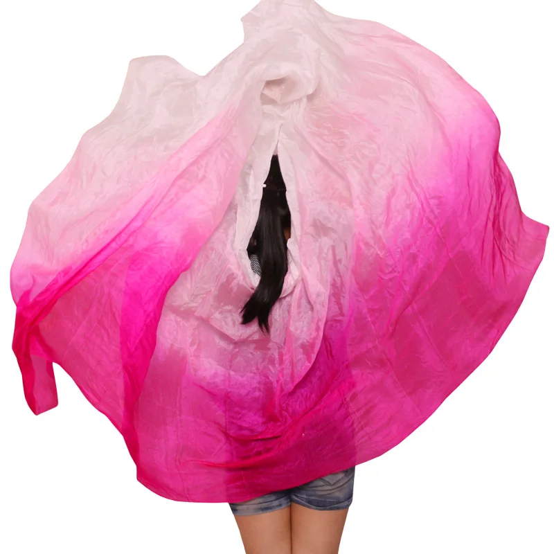 Voile de danse du ventre 100% soie, personnalisé, accessoires populaires, teinte à la main, couleur dégradée, 5 tailles 250/300x114 cm