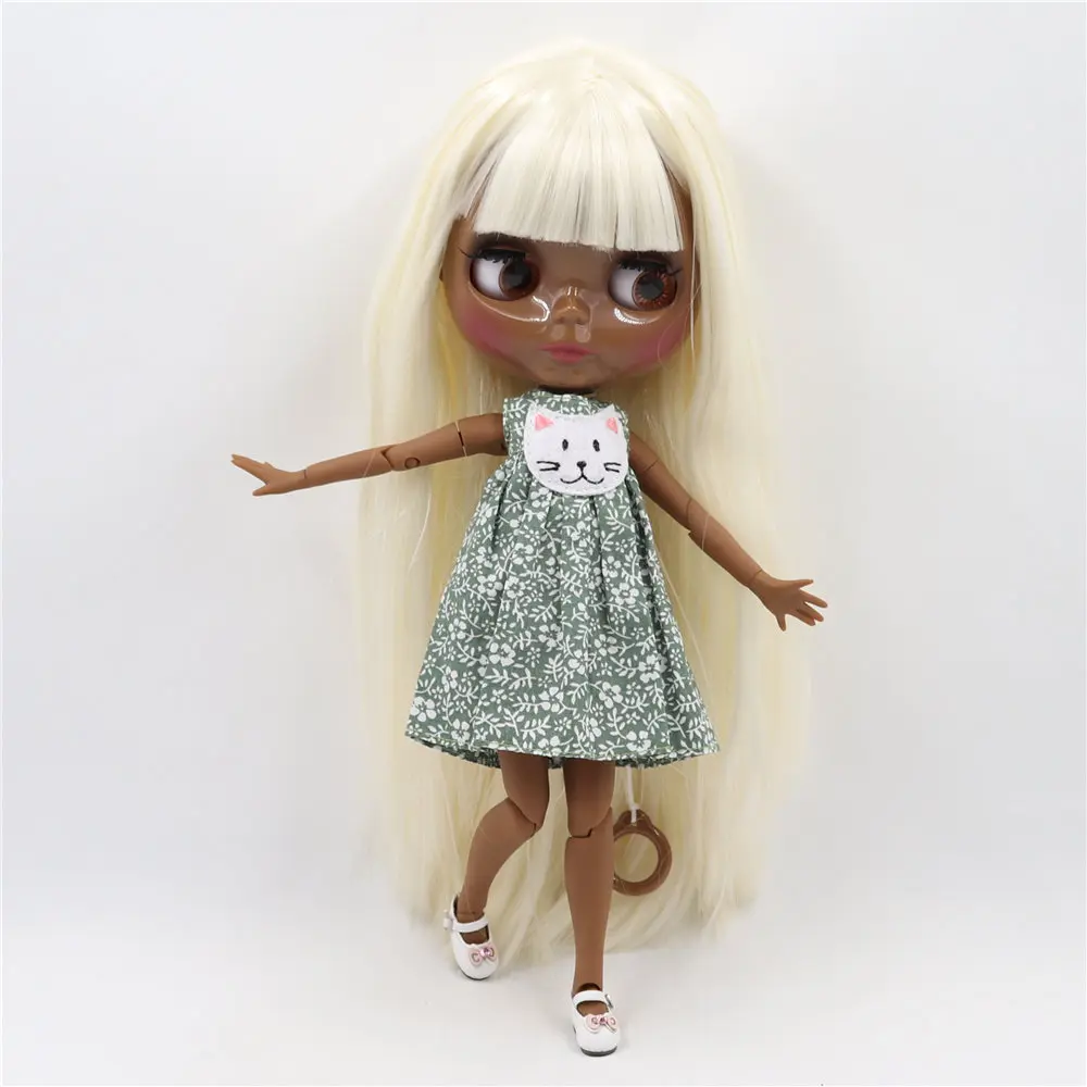 ICY DBS Blyth doll Super dark skin joint body black Glossy face Yellow hair BL1360510